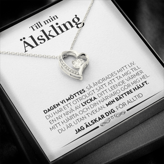 Till Min Älskling - Dagen Vi Möttes (Vitt Kort) - Halsband Forever Love